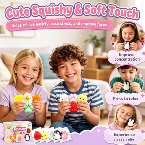 24-Piece Mini Squishy Toy Set - Cute Animal Fidget Stress Relief Pack