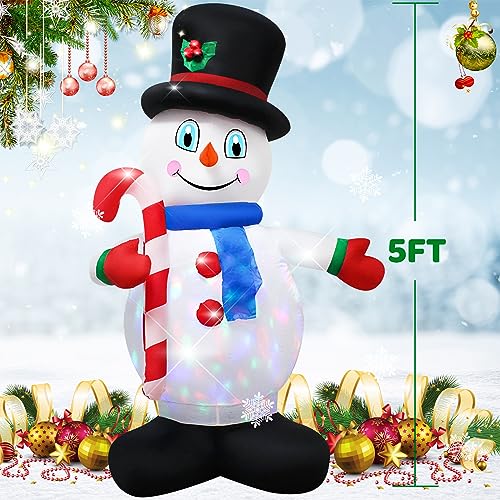 5Ft Christmas Inflatable Snowman with LED Lights Outdoor Decor