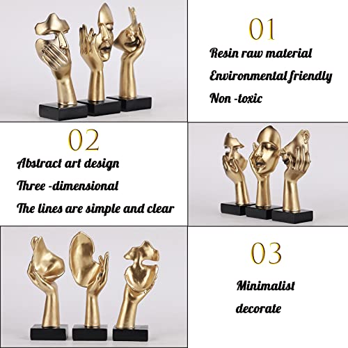 Abstract Thinker Statue Set - 3 Piece Resin Face Figurine Decor for Home