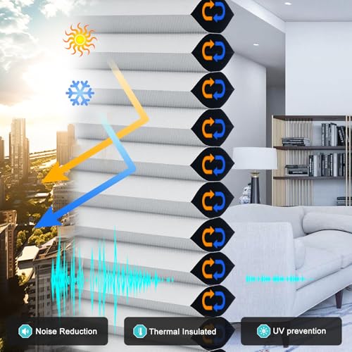 Blackout Cordless Cellular Shades - 34.5" x 64" Honeycomb Blinds