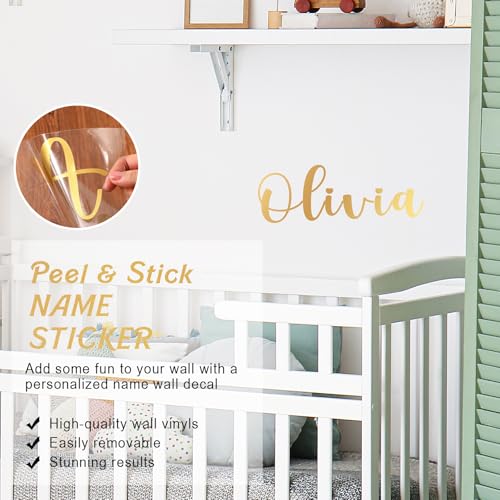Gold Script Letter Wall Decals - Peel and Stick Alphabet Set for Decor