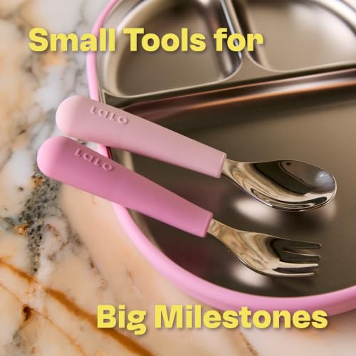 Toddler Stainless Steel Utensil Set with Silicone Handles - BPA-Free, Easy-Grip Kids Silverware