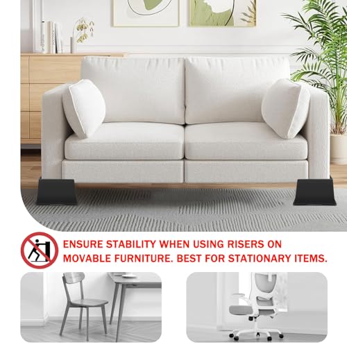 Heavy Duty 6-Inch Furniture Risers - L-Shape Bed & Couch Blocks (4 Pack)