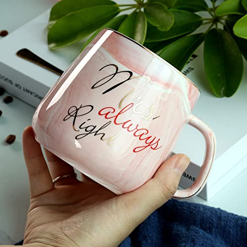 Mr. and Mrs. Coffee Mug Gift Set - Mr Right & Mrs Always Right, Wedding & Engagement Gift, Luxury Box