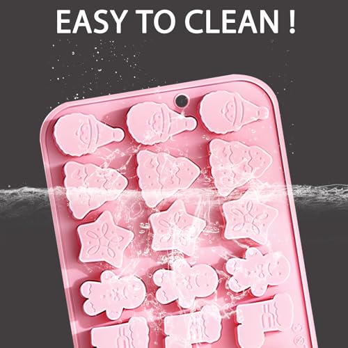 Fchil Christmas Silicone Candy Molds 18-Cavity 2 Pack Pink - QY247 Variation