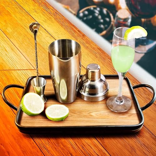 24oz Stainless Steel Cocktail Shaker Set with Built-in Strainer