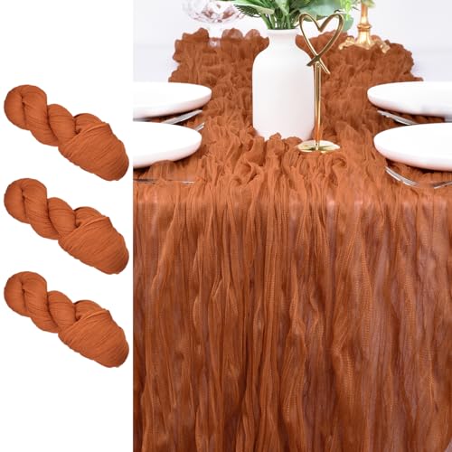 Terracotta Cheesecloth Table Runner 10ft x 3pcs - Fall Thanksgiving Wedding Decor