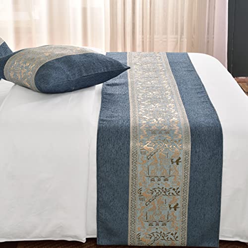AMBERIS Chenille Bed Runner - Decorative Bed Scarf for Home & Hotel