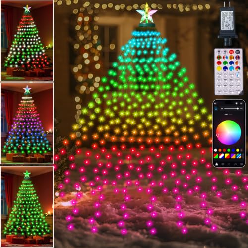 AMIPEPE 394LED Smart Christmas Tree Lights with Star Topper, 6.6ft, App Control, Music Sync, RGB Indoor/Outdoor
