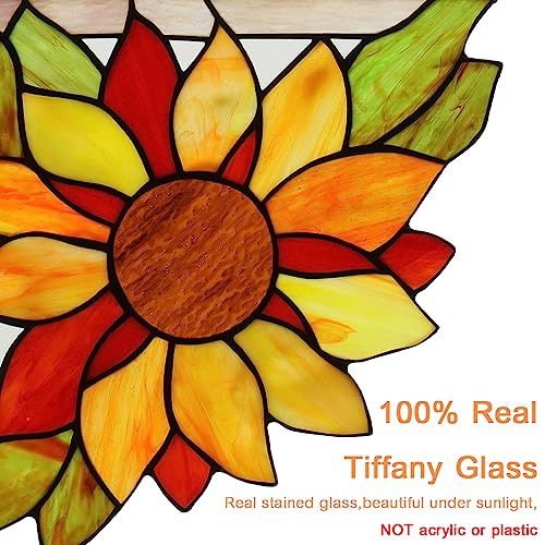 Handmade Sunflower Stained Glass Panel Hangings - 1 Pair