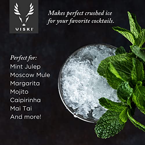 Viski Professional Lewis Ice Bag and Mallet - Manual Ice Crusher for Home Bartending, 12"