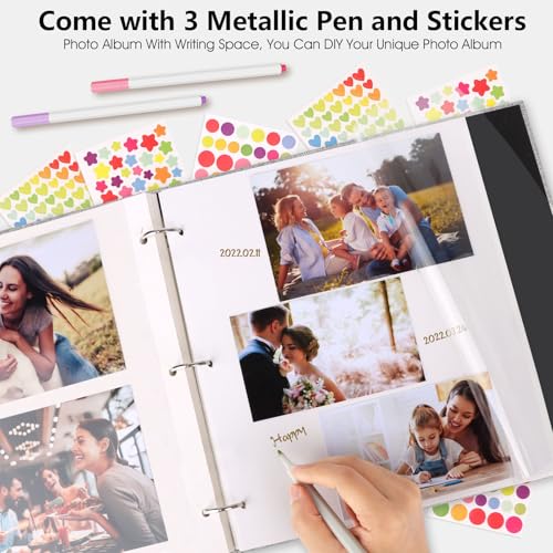 Self-Adhesive Photo Album with 60 Pages, Large Linen 3-Ring Scrapbook