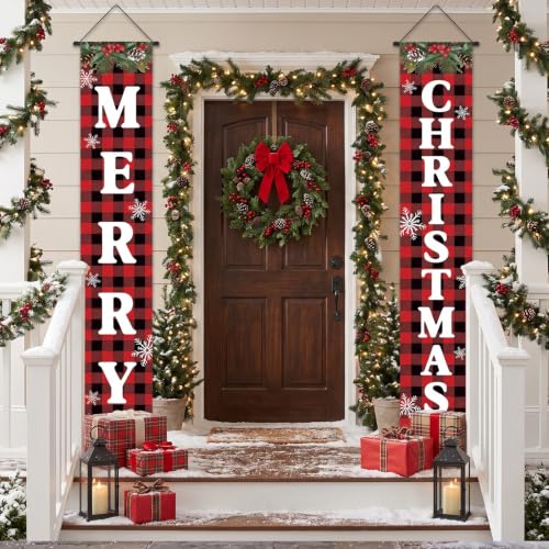 Actilize MERRY CHRISTMAS 71" x 12" Door Banner – Weather-Resistant Xmas Decoration, Easy Hang