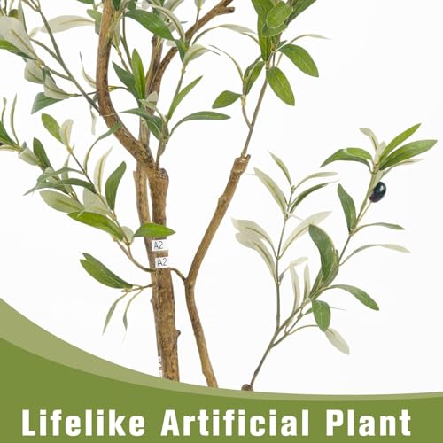 4FT Faux Olive Tree with White Planter for Home Decor