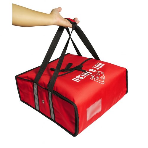 Brooklyntrend Pizza Bags for Delivery – Extra Large (20" X 20") Insulated Pizza Delivery Bag | Waterproof Pizza Warmer Carrier for Doordash, Uber Eats | Front Load, Heavy Duty (Red, 20"X20"X12")