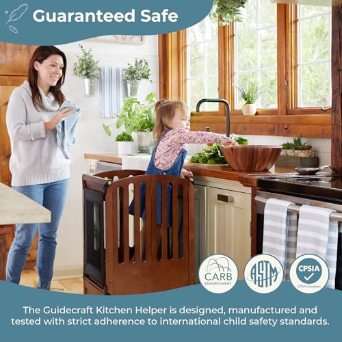 Foldable Adjustable Toddler Learning Tower Kitchen Stool - Natural Wood