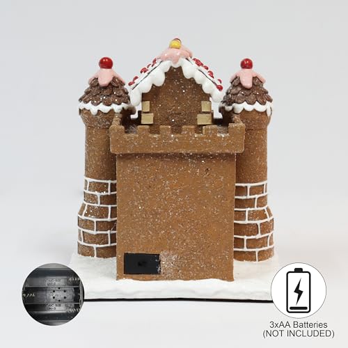 Moments In Time 8.3” LED Gingerbread Castle - Battery-Operated Christmas Village House