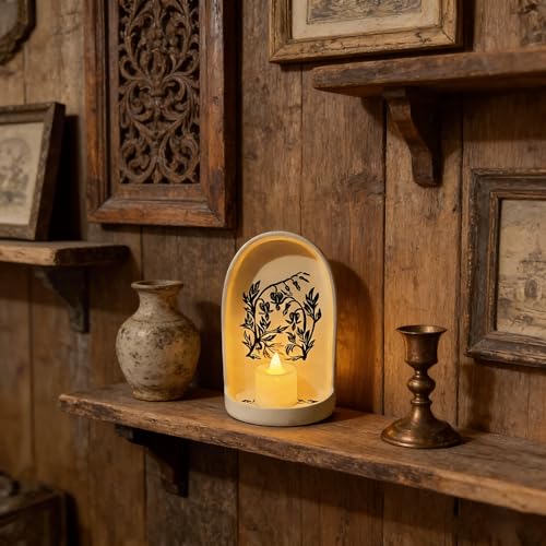 Handcrafted Ceramic Wall Niche Altar - Decorative Wall Candle Holder