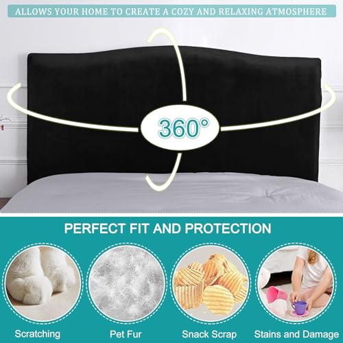 Stretch Velvet Bed Headboard Cover - Soft Washable Protector 75-82.6in
