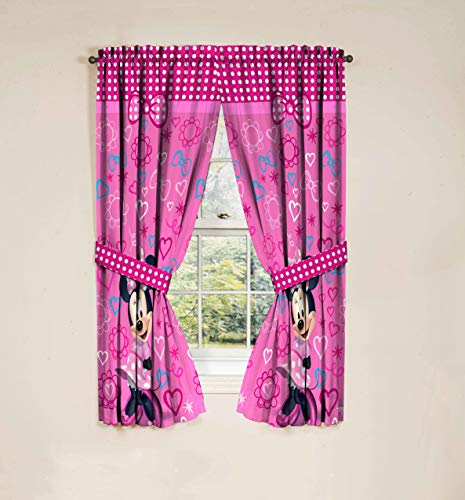 Kids Character Window Drapes - 4-Piece Curtain Set with Tiebacks, 63 Inch
