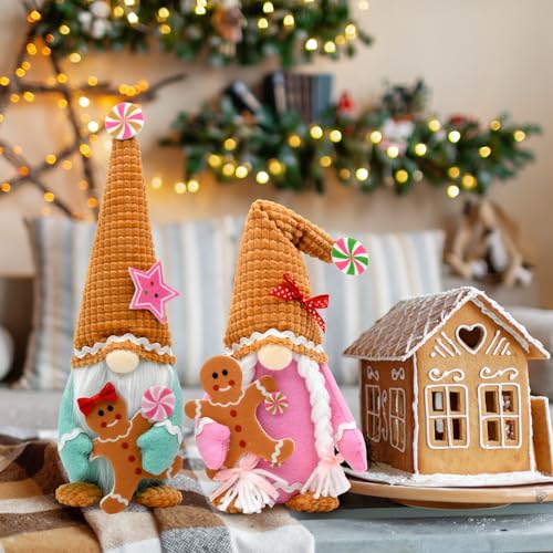Pastel Gingerbread Gnome Plush Candyland Christmas Decor (12.2in) KnomeKo