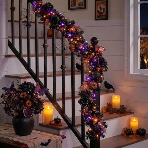 Valery Madelyn 6ft Halloween Pumpkin Garland with Lights - Fall Decor