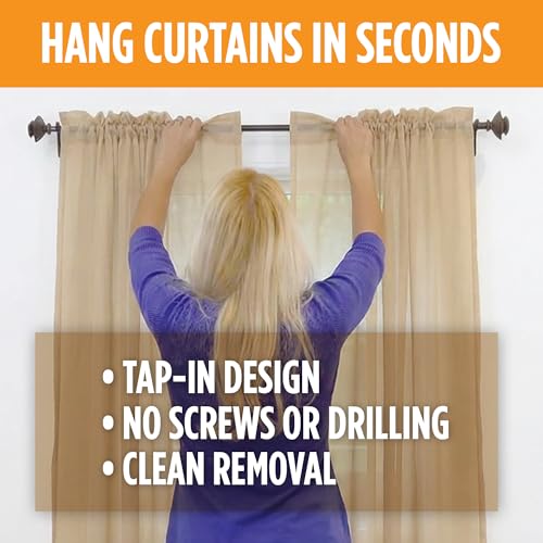 No Drill Curtain Rod Brackets - Damage-Free Wall Mount, 2-Pack