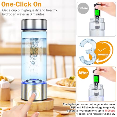 Portable Hydrogen Water Bottle Generator - 420ml Rechargeable Ionizer