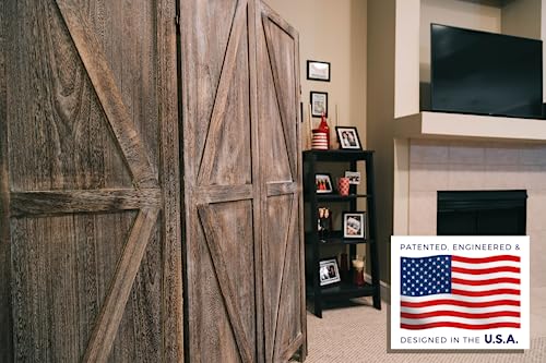 4-Panel Solid Wood Room Divider – Rustic Barn Door Folding Privacy Screen