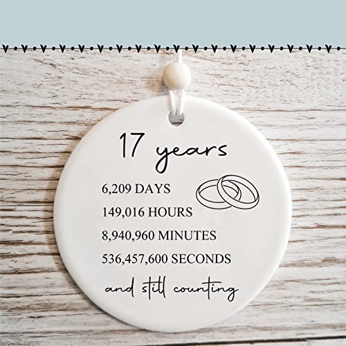 Kusry 17th Anniversary Ornament: 17 Years 6209 Days 149016 Hours – Ceramic Keepsake for Husband Wife, 17th Wedding Gift