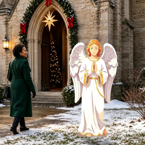 Angel Christmas Cardboard Cutout - 5.3 Ft Nativity Scene Decor, Religious Holiday Standee