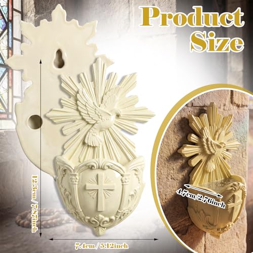 Catholic Holy Spirit Dove Holy Water Font Wall Decor 5.1 Inch Resin Religious Ornament