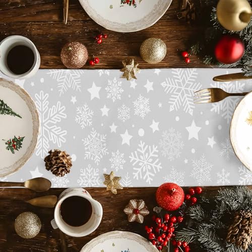 Futuregrace Christmasfge0250 13x36in Snowflake Table Runner Cotton Linen
