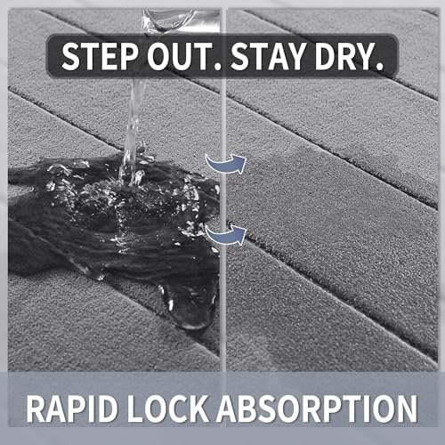 Yimobra Memory Foam Bath Mat, Super Soft Absorbent Non-Slip Bathroom Rug, 24x17 Grey
