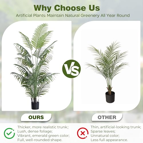 6FT Tall Artificial Areca Palm Trees - UV Resistant Faux Plants (2 Pack)