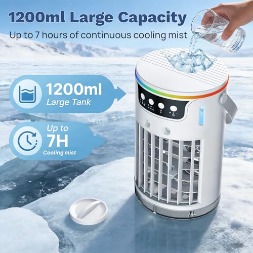Portable Mini Evaporative Air Cooler 1200ML with Ice Cooling Mist