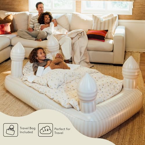 Kids Inflatable Air Mattress with Carrying Bag, Soft Flocked Travel Bed