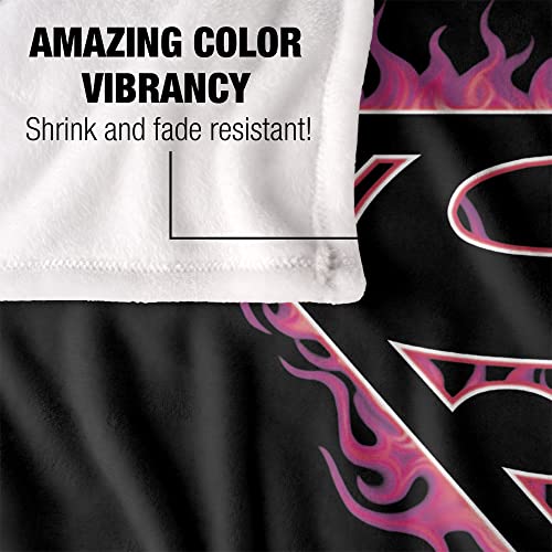 Superman Fuchsia Flames Throw Blanket - Silky Soft Microfiber Fleece 50x60