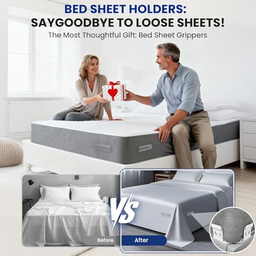 Bed Sheet Holders for Corners - Heavy Duty Fitted Sheet Clips, 4 Pack