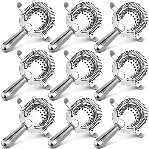 9 Pack Stainless Steel Cocktail Strainers with Spring - Bar Tools for Bartenders & Mixologists