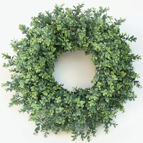 26-Inch Artificial Boxwood Wreath for Front Door and Home Decor