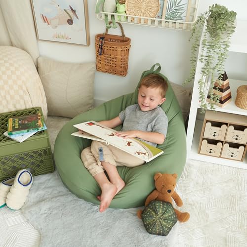 Stuffed Animal Storage Bean Bag Chair Cover for Kids - Washable Plush Toy Organizer