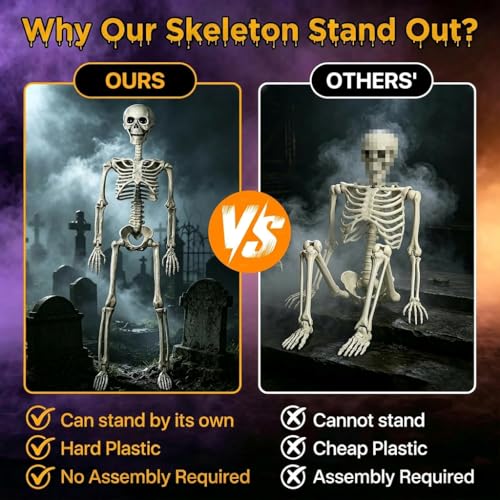 40" Posable Halloween Skeletons 2-Pack - Life-Size Posable Full Body Props for Outdoor Yard and Haunted House Decor