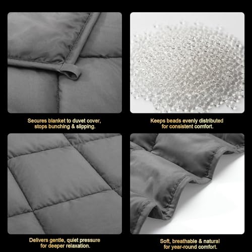 15lb Weighted Blanket for Adults - Breathable Cotton with Glass Beads