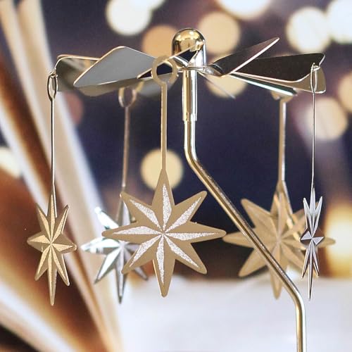 Rotary Candle Holder Spinning Carousel - Moravian Star Tealight Centerpiece