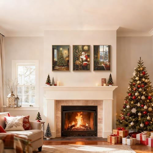 Ausril Large Vintage Christmas Wall Art Set - 24 x 36 x 3, 3-Piece