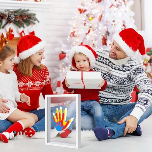 DIY Family Handprint Keepsake Frame Kit with 6 Paints & Wooden Frame
