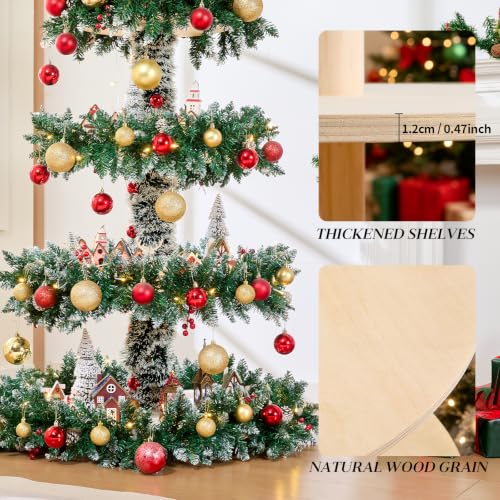 6-Tier Wooden Christmas Tree with Shelves - Holiday Village Display Stand