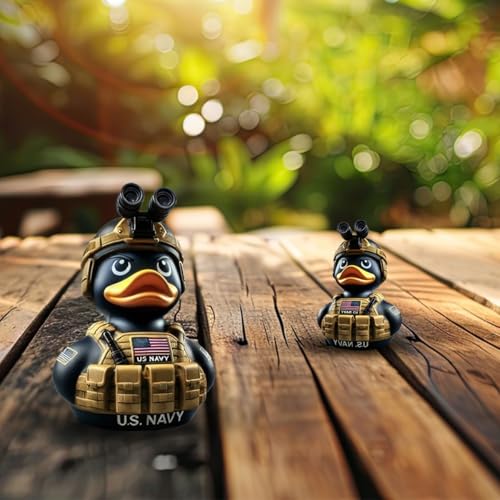 Military Veteran Tribute Duck Resin Figurine for Jeep Decor and Gifts