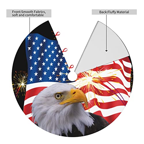 Ubouigr Bald Eagle American Flag Christmas Tree Skirt 36" (36 Inch) Thickened